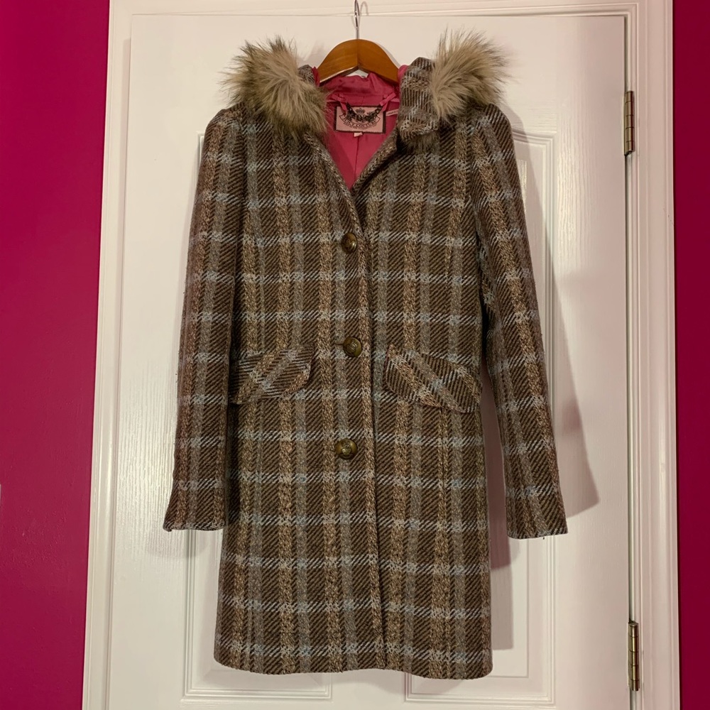 Juicy Couture Plaid Wool Coat